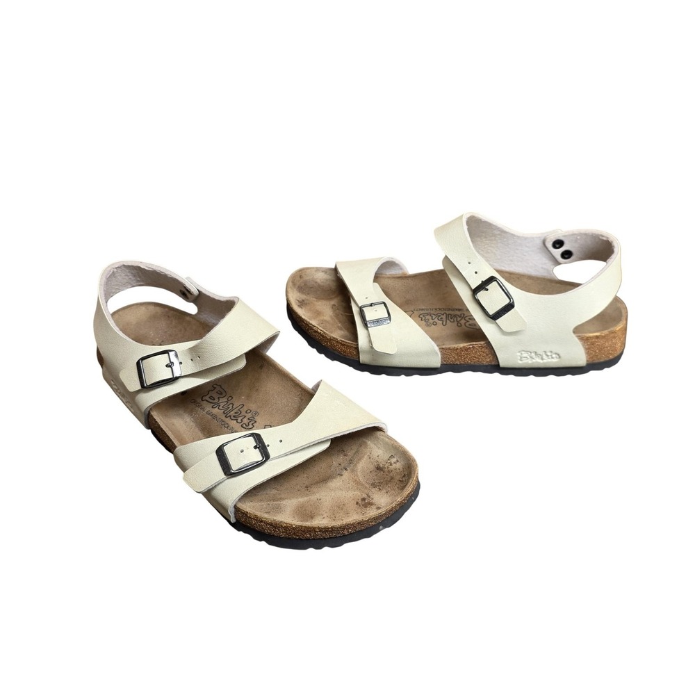 Birkenstock Birki's Sandals Women 8 Beige Strappy Ankle Strap Cork Footbed